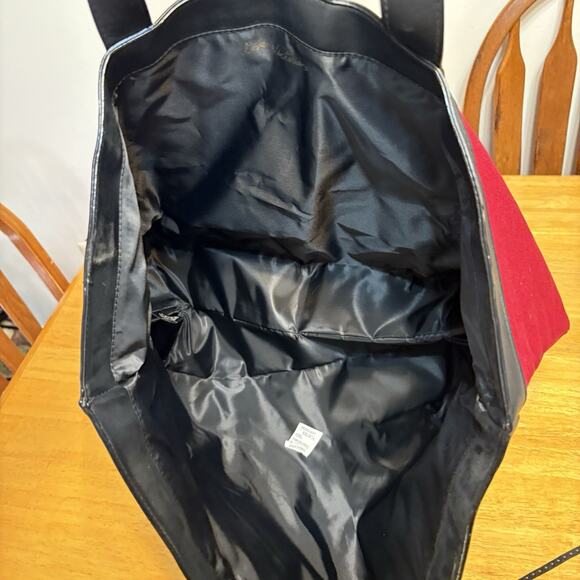 Victoria's Secret Tote Bag Canvas Red Studded‎ Tassels Fringe Getaway Large - Picture 12 of 15